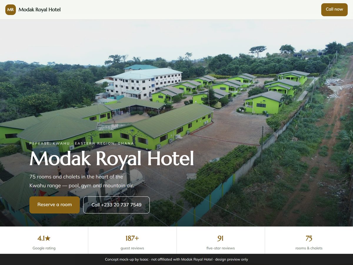 Modak Royal Hotel website concept by IJW Labs