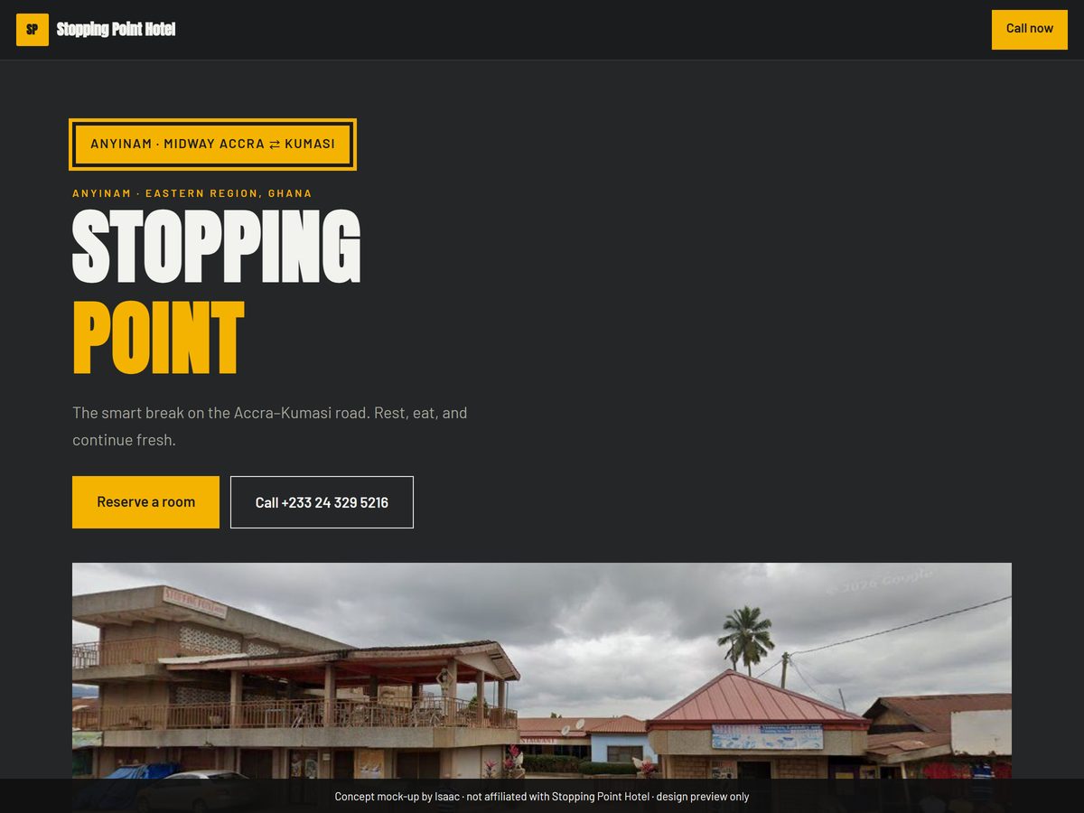 Stopping Point Hotel website concept by IJW Labs