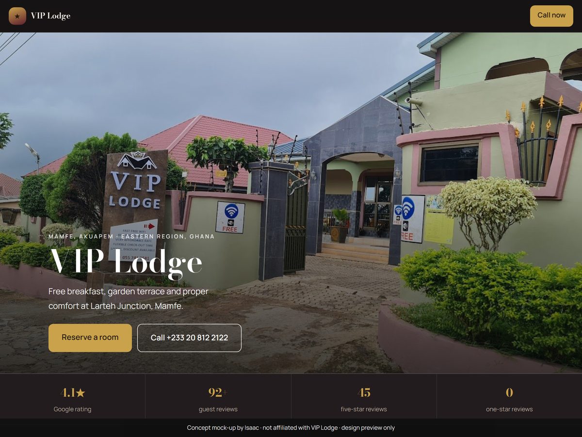 VIP Lodge website concept by IJW Labs